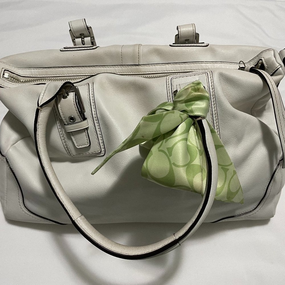 Coach Hamilton white leather satchel